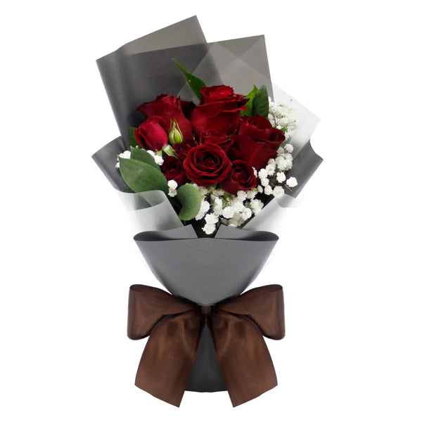 3 Stalks Red Roses & Rose Sprays Flower Bouquet